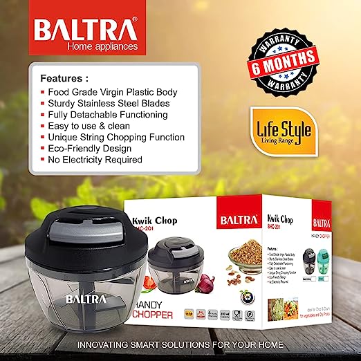 Baltra Kwik Handy Manual Food Chopper Vegetable Cutter 450 ml Baltra Kwik Handy Manual Food Chopper Vegetable Cutter 450 ml
